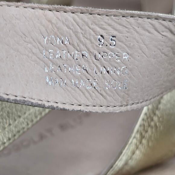 Chocolat Blue Yona Sandals Womens 9.5 Gold Leather Wedge Platform Buckle Straps - Picture 8 of 8